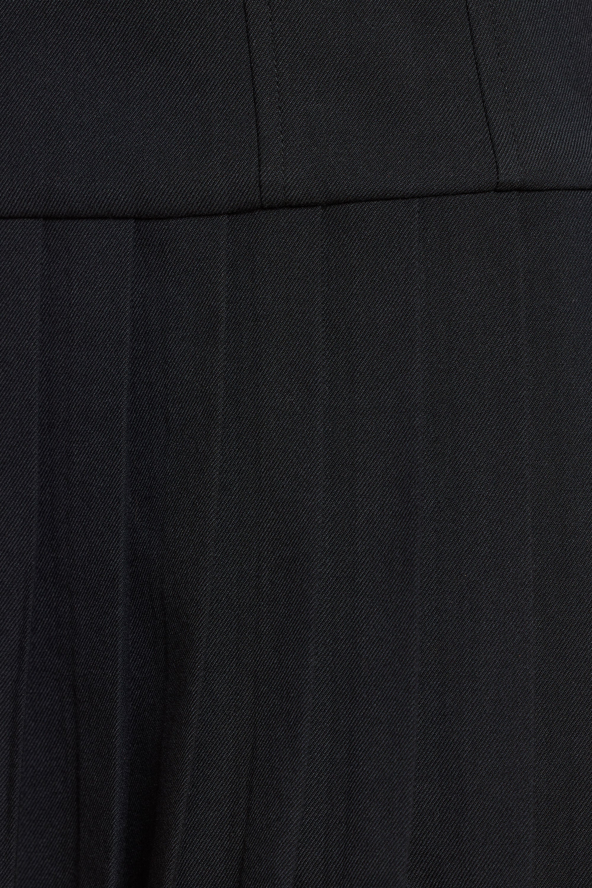 Brushed Twill Drop Waist Kilt Mini Dress in Black