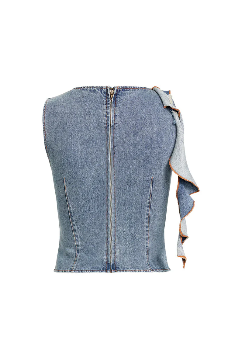Lioness Rendezvous Faded Denim Top