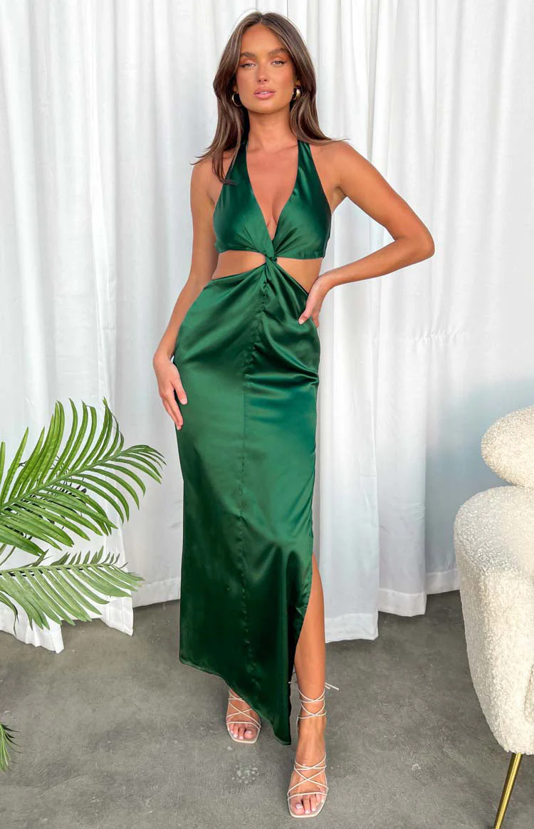 Keira Emerald Cut Out Midi Dress