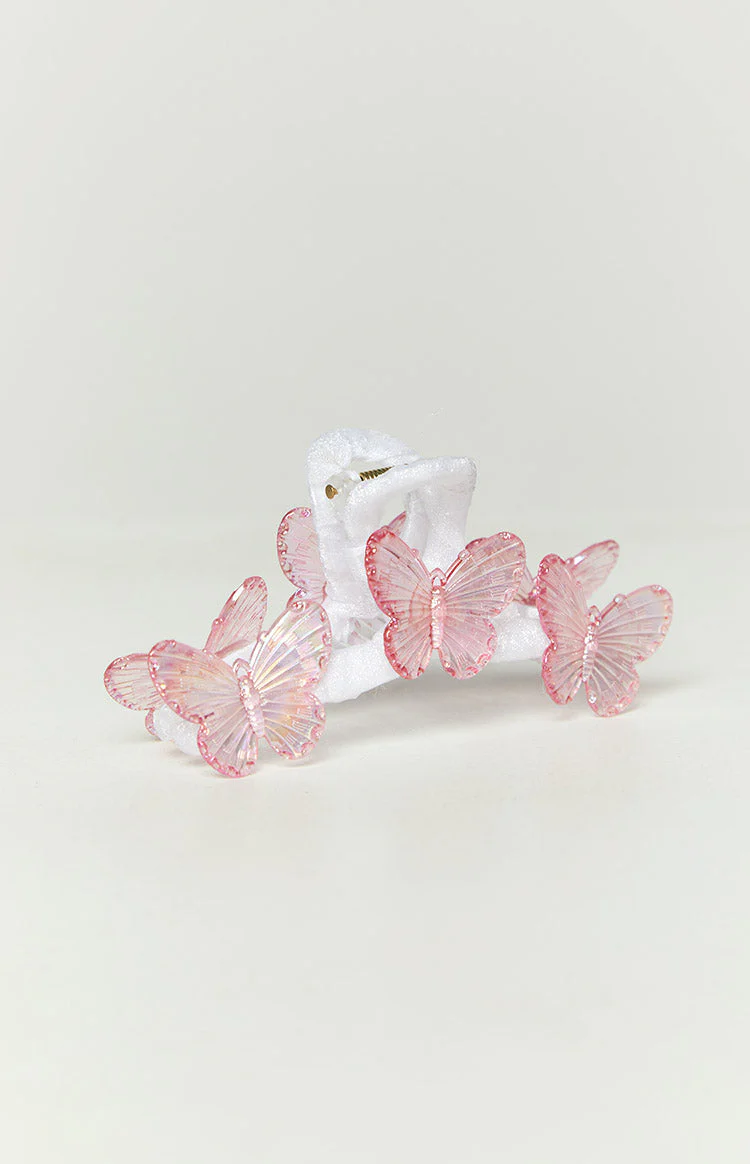 Pink Iridescent Butterfly Claw Clip