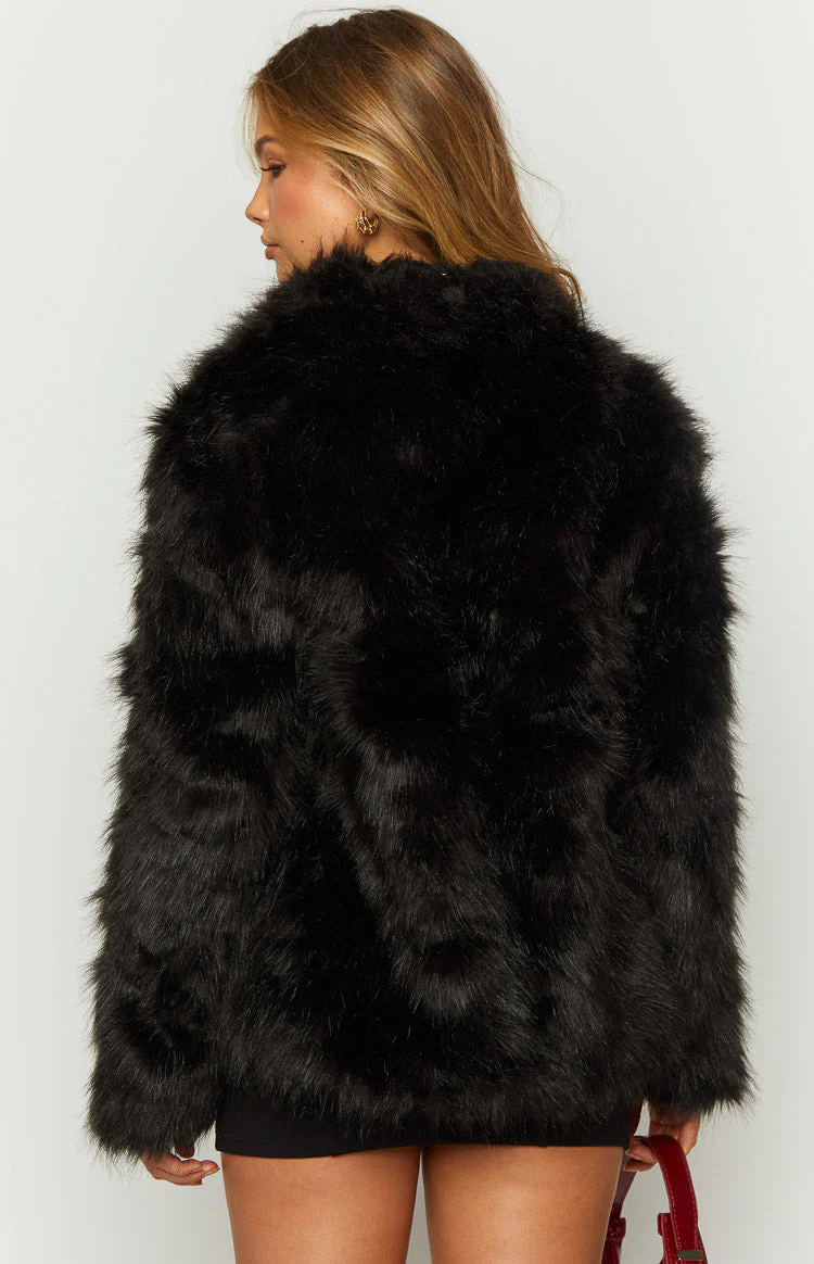 Lioness Bada Bing Onyx Faux Fur Jacket