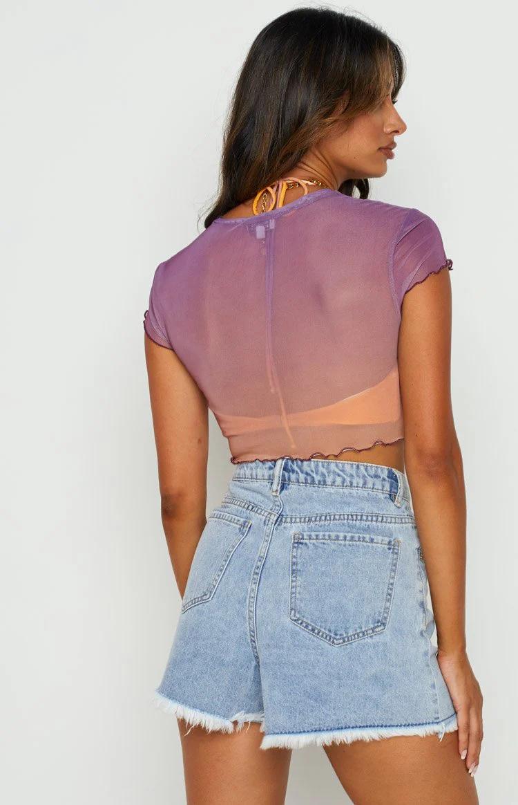 Sunset Purple Mesh Top