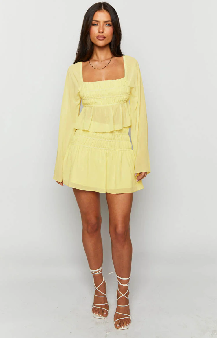 Sean Yellow Chiffon Mini Skirt