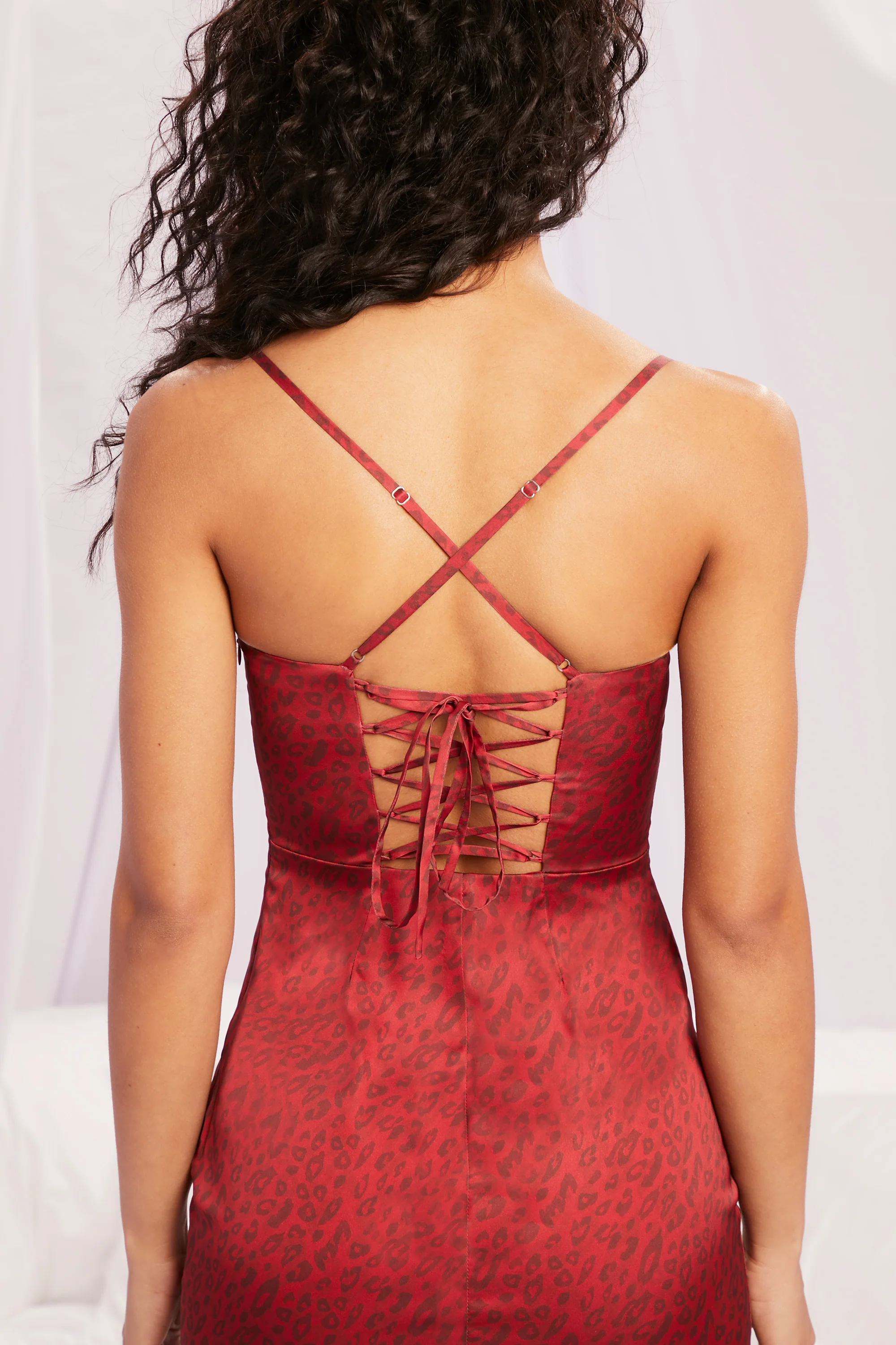 Art Of Seduction Leopard Print Satin Mini Dress in Red