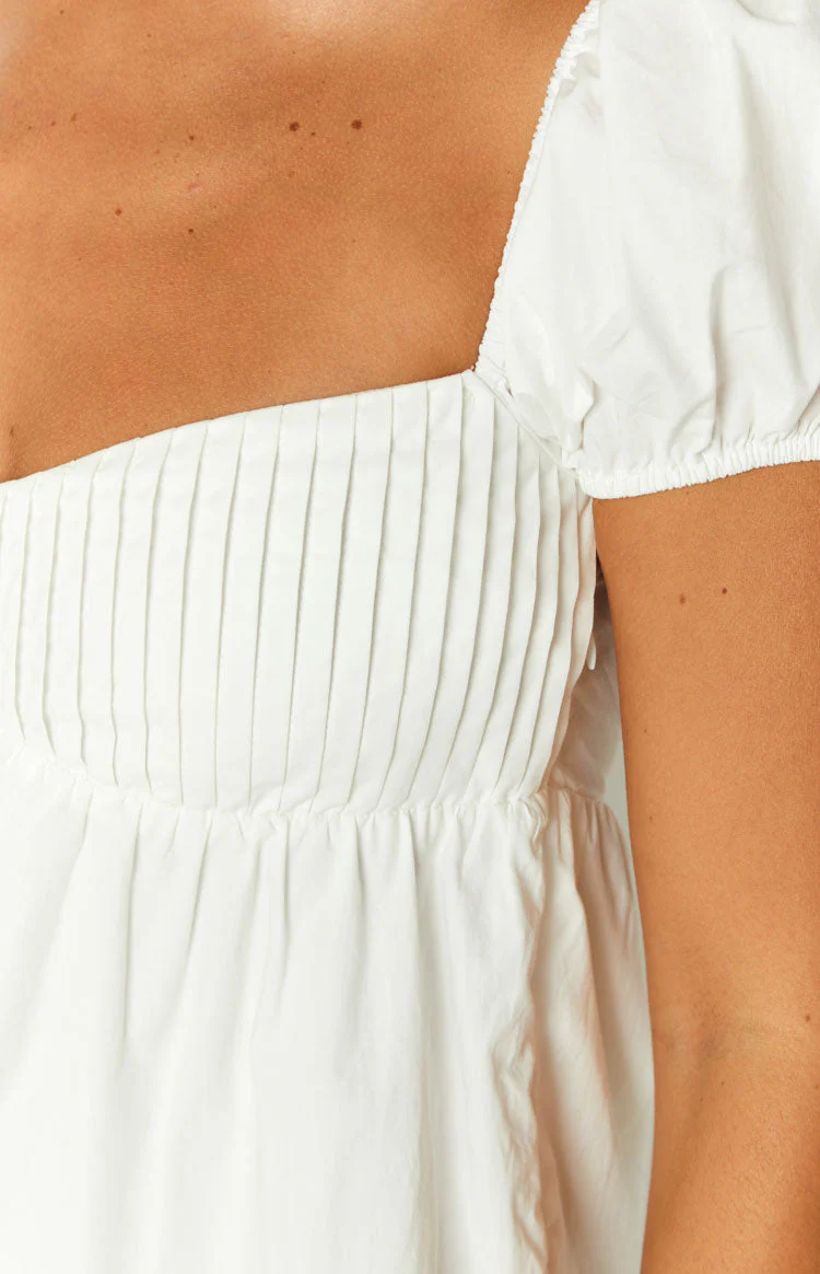 Joey White Puff Sleeve Mini Dress