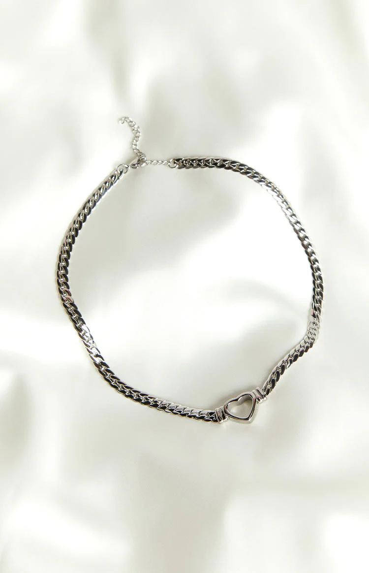 Everly Silver Plated Stainless Steel Heart Necklace