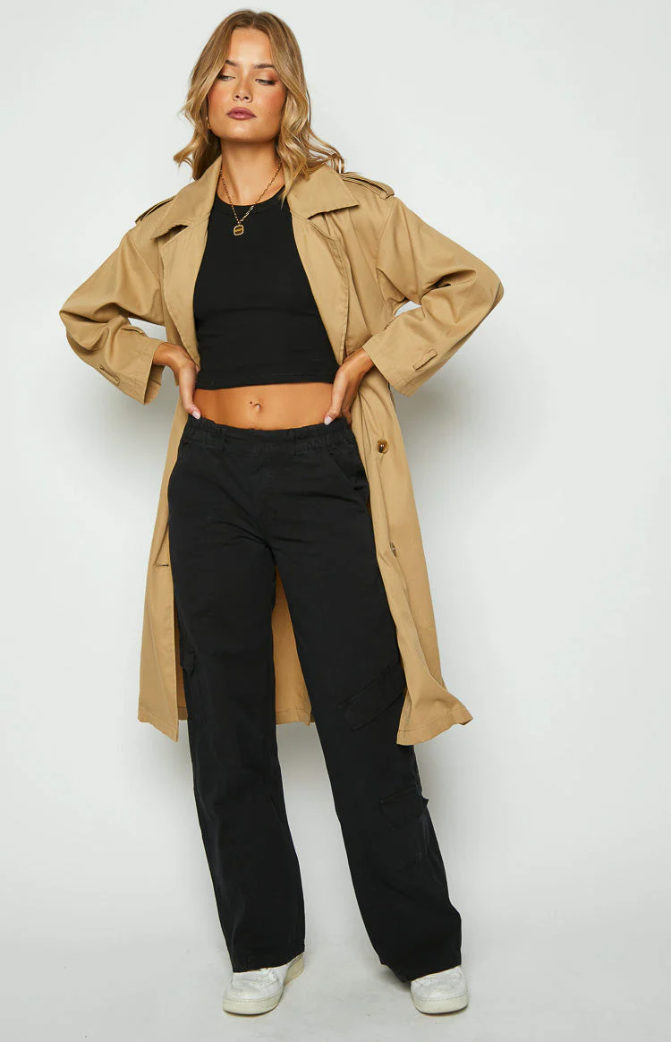 Millie Black Low Rise Cargo Trousers