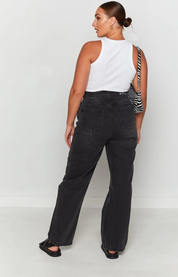 Robin Wide Leg Jeans Black Wash
