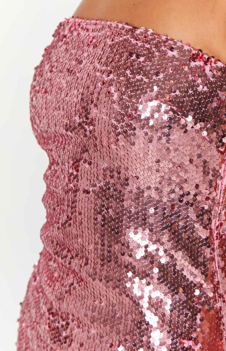 Cosmo Pink Sequin Strapless Mini Dress