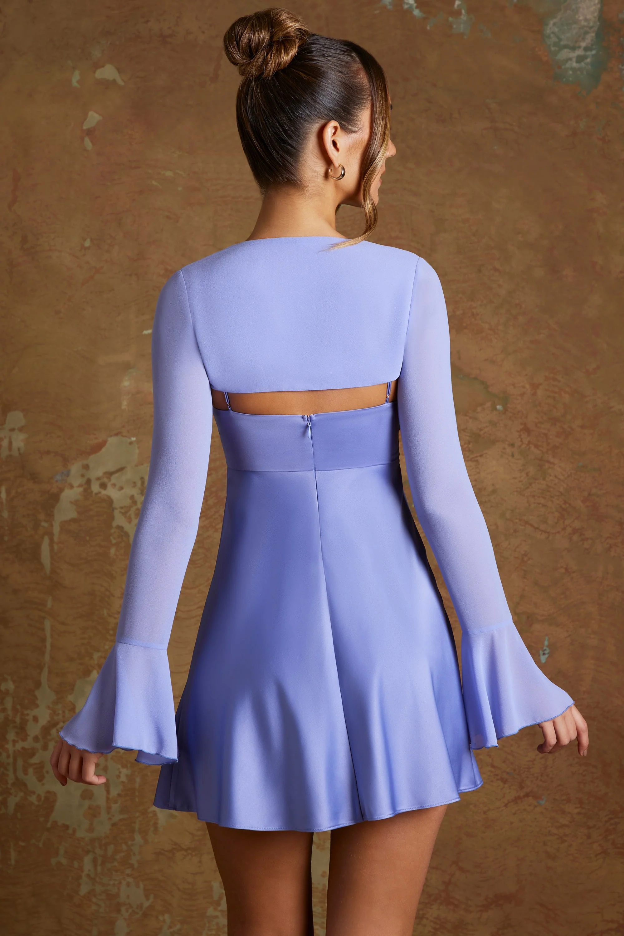 Long Flared Sleeve Shrug in Periwinkle
