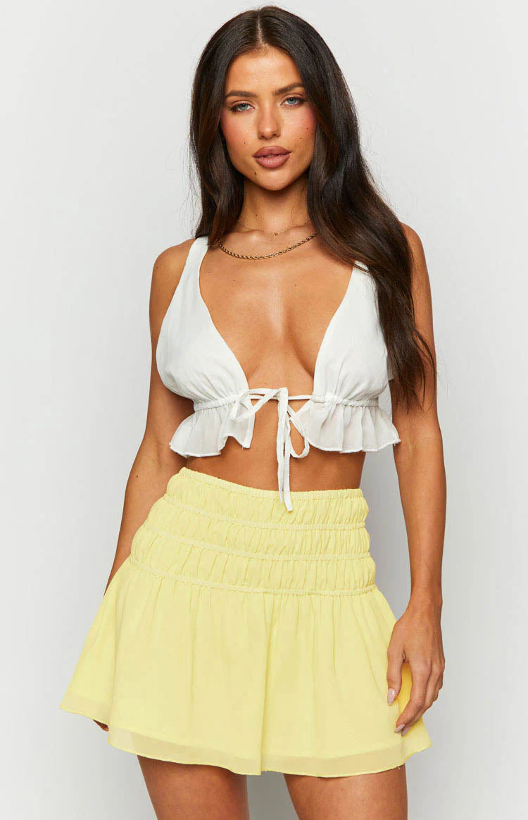 Sean Yellow Chiffon Mini Skirt