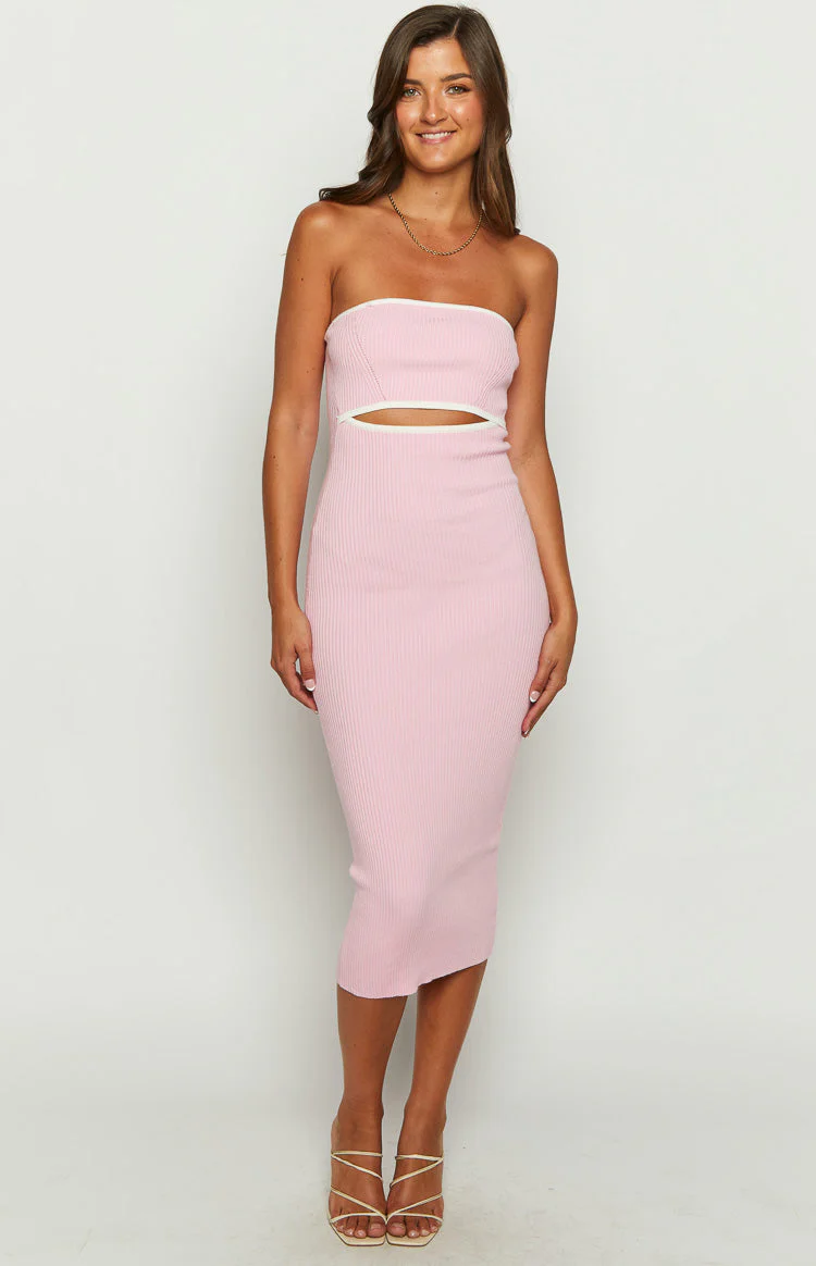 Isobel Pink Strapless Midi Dress