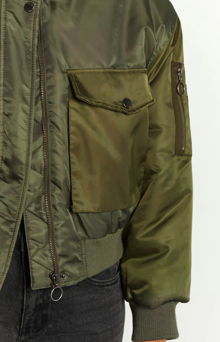 She's Mine Green Bomber Jacket