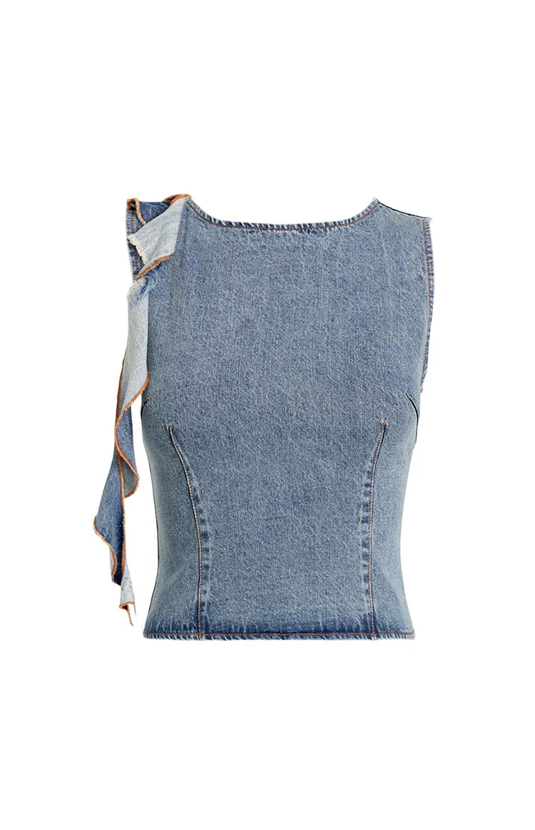 Lioness Rendezvous Faded Denim Top
