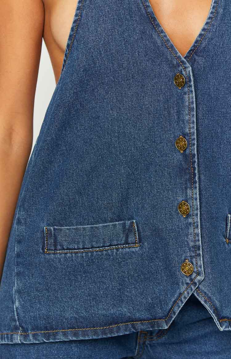 Lioness Hills Halter Dark Denim Vest