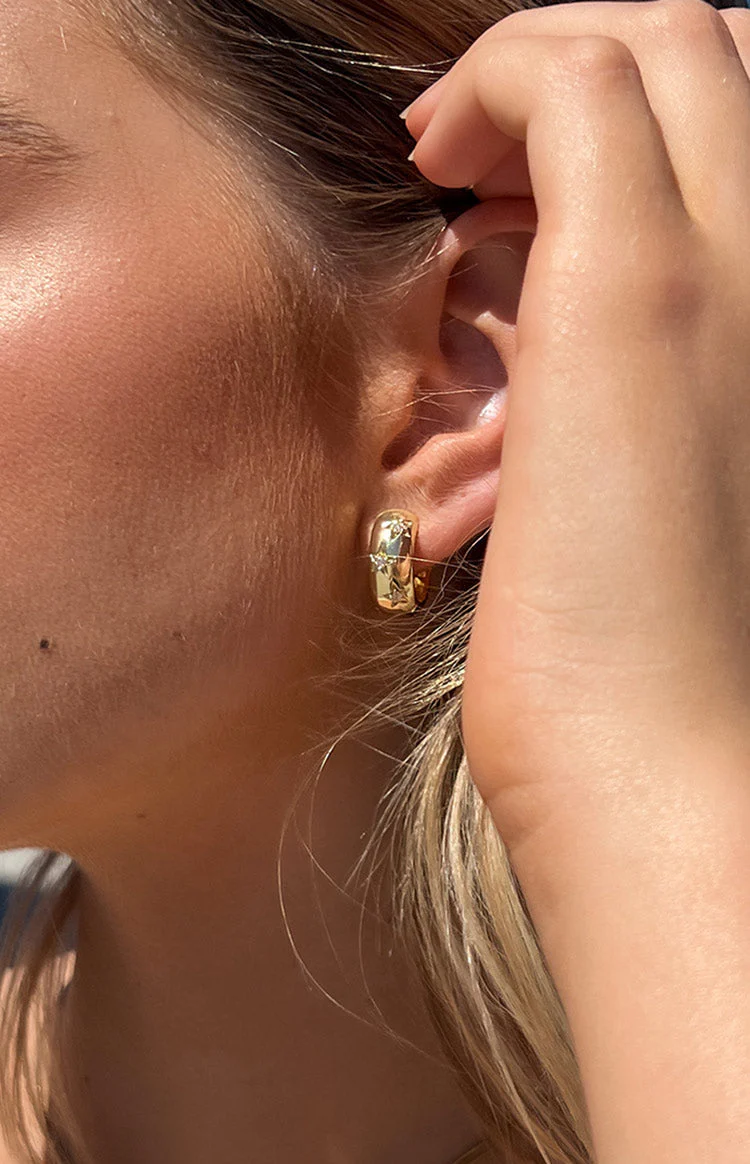 Stardust Gold Hoop Earrings