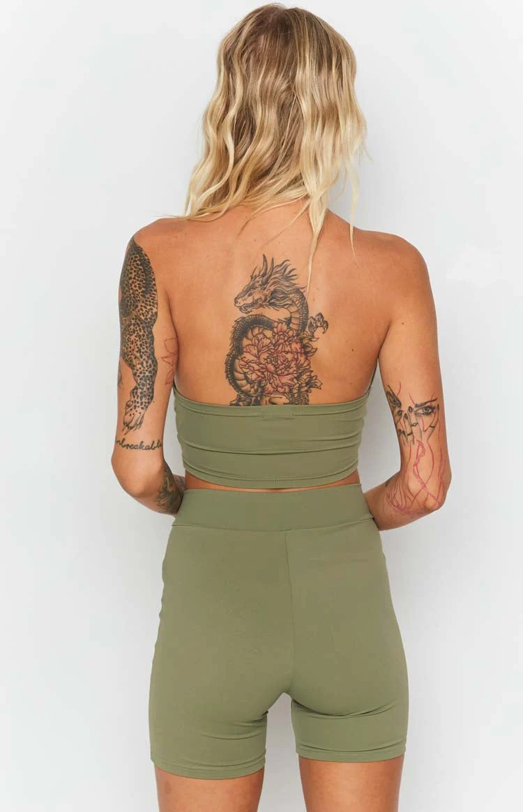Lost City Crop Top Khaki