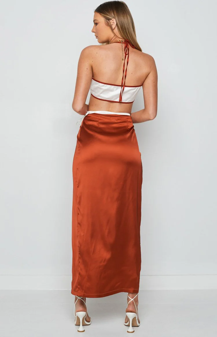 Lou Wrap Maxi Skirt Brown