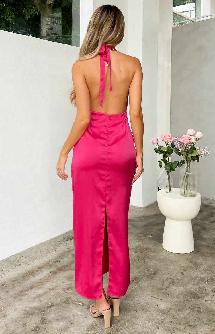 Seattle Pink Halter Formal Dress