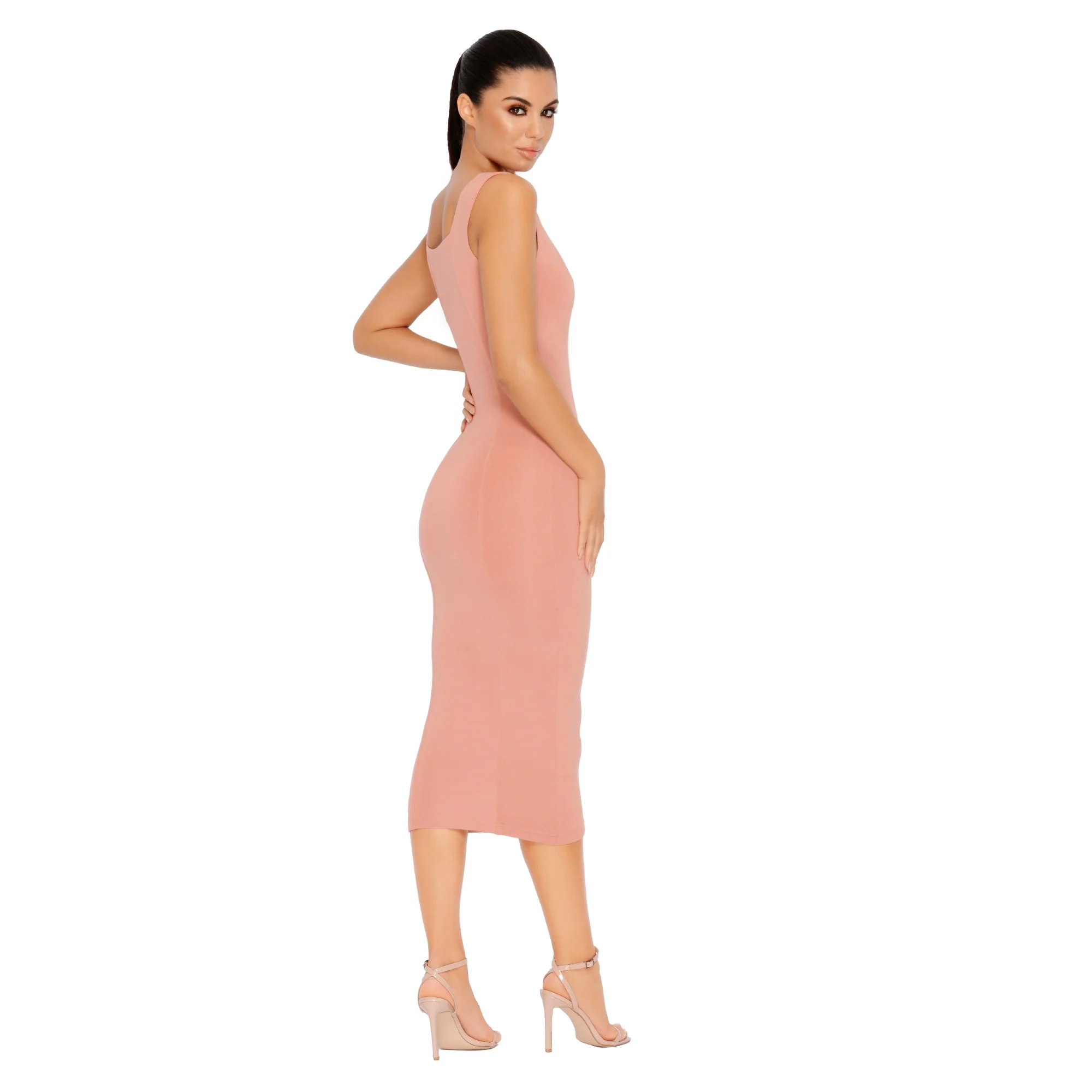 Hip To Be Square Double Layered Midi Dress in Rose