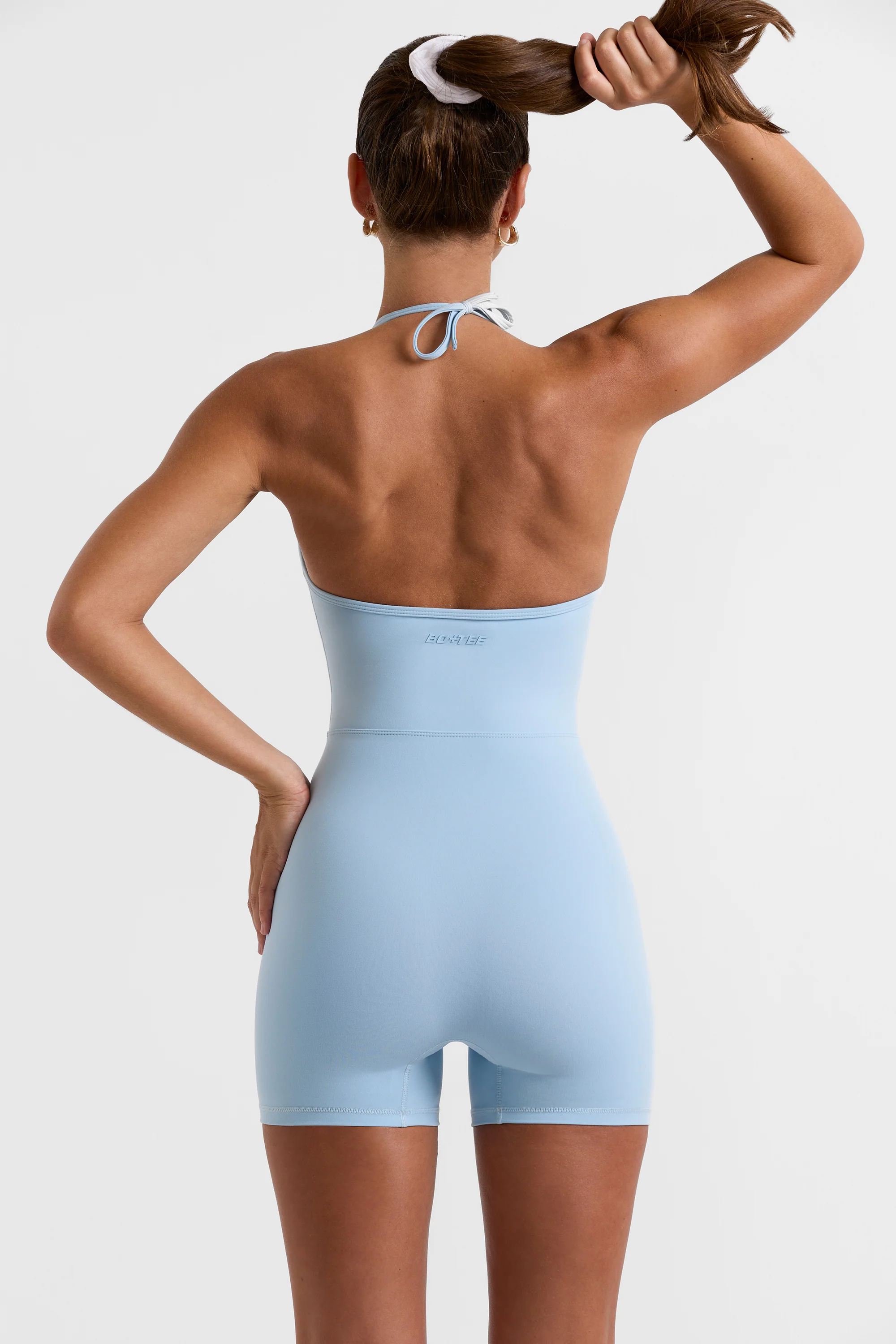 Halterneck Short Unitard in Ice Blue