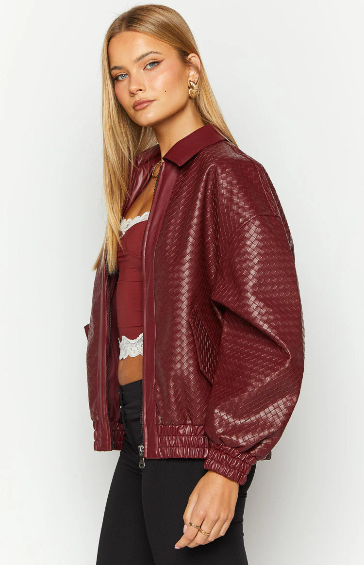 Lioness Kenny Burgundy Bomber Jacket
