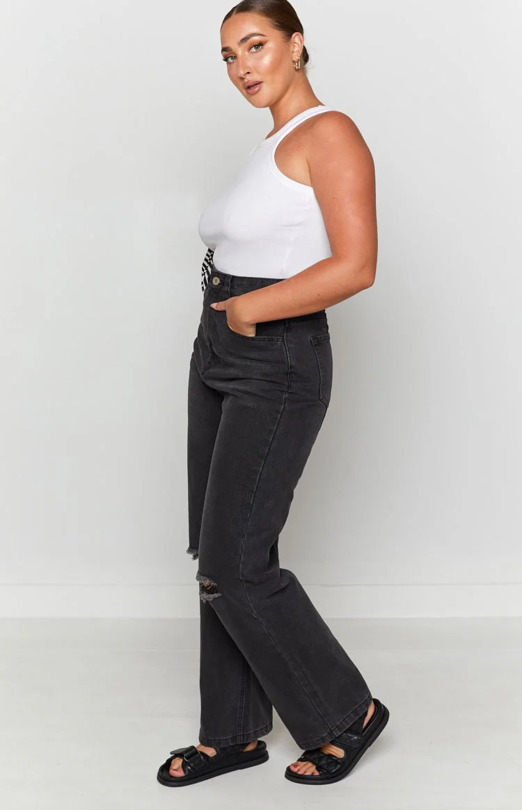 Robin Wide Leg Jeans Black Wash
