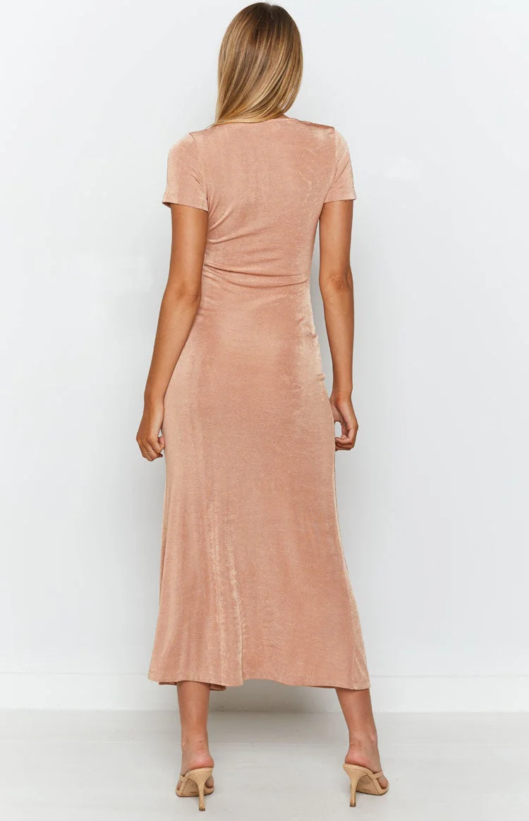 Tallulah Buttoned Maxi Dress Nude