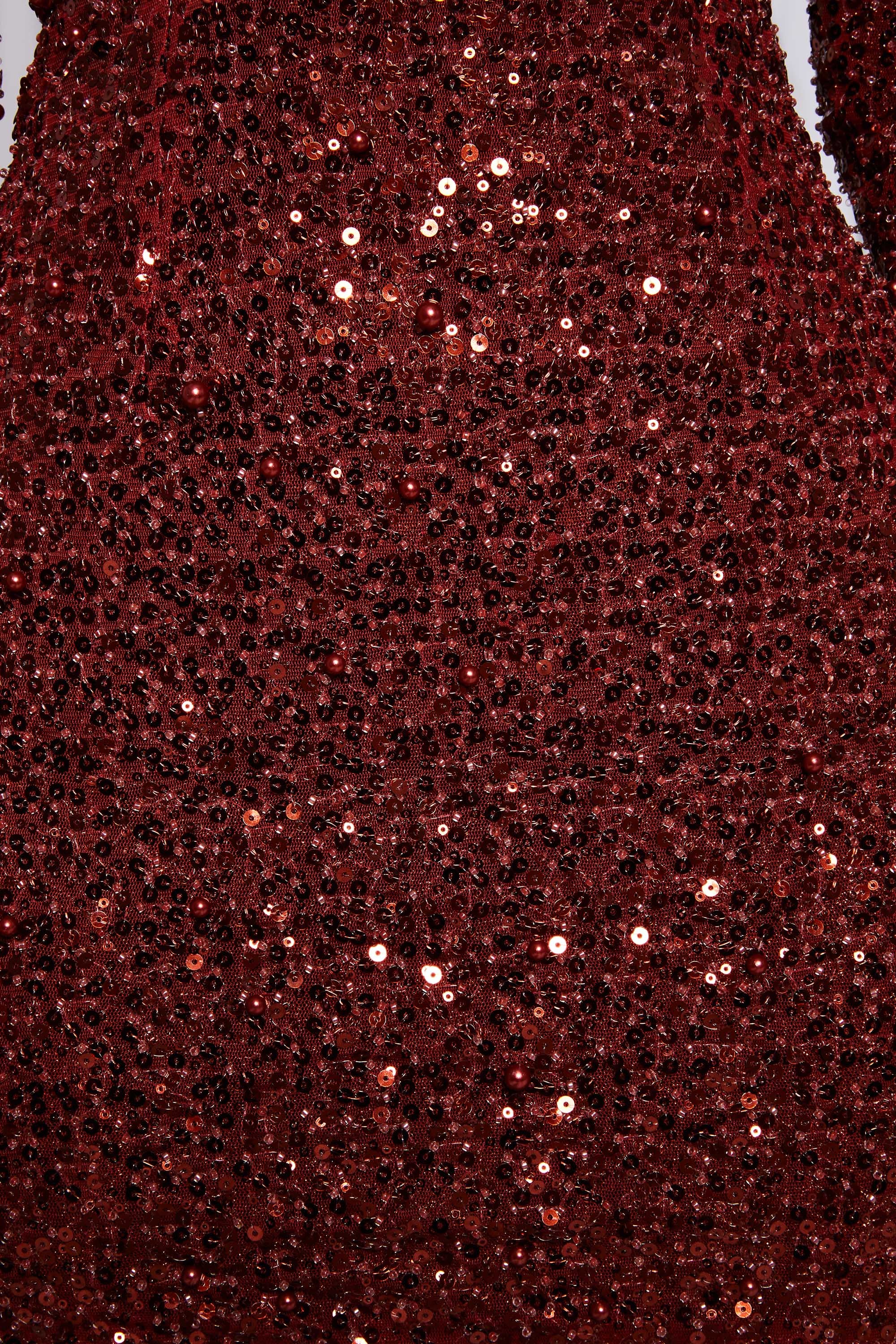 Good To Glow Long Sleeve Backless Embellished Mini Dress in Copper