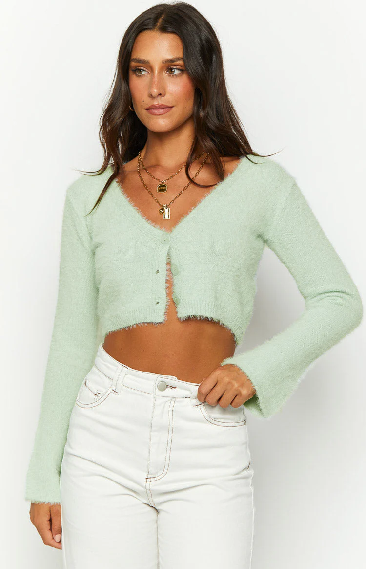 Shelly Sage Fluffy Knit Sweater