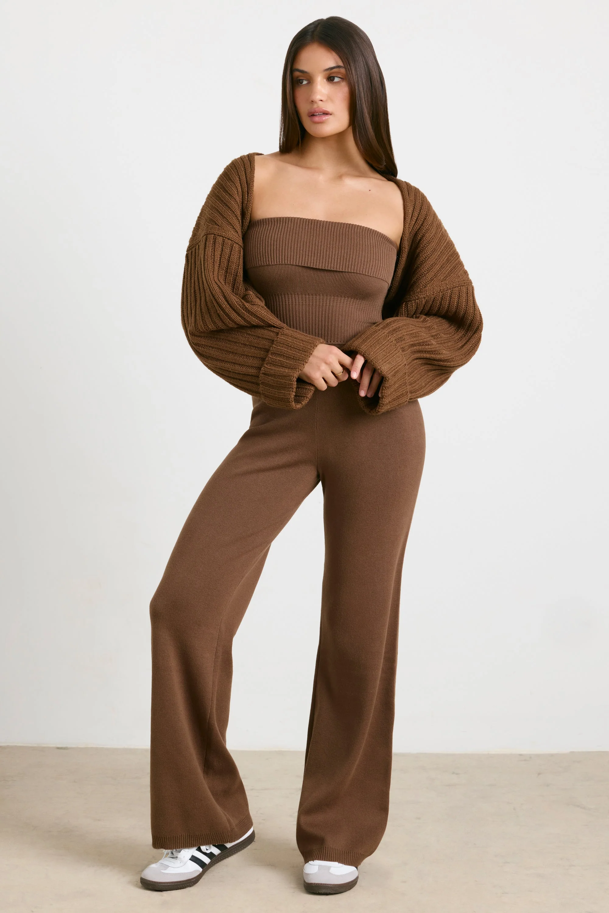 Chunky Knit Shrug in Espresso