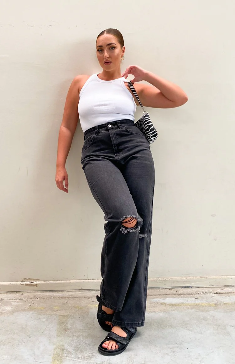 Robin Wide Leg Jeans Black Wash