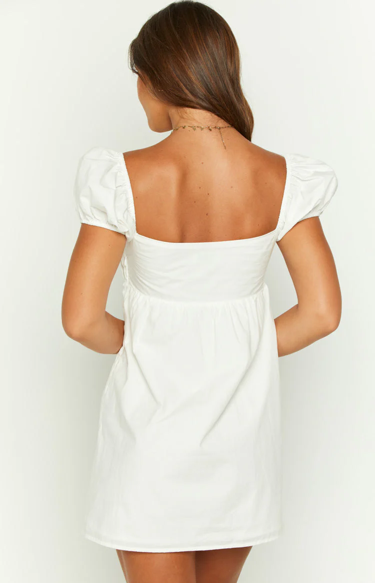 Joey White Puff Sleeve Mini Dress