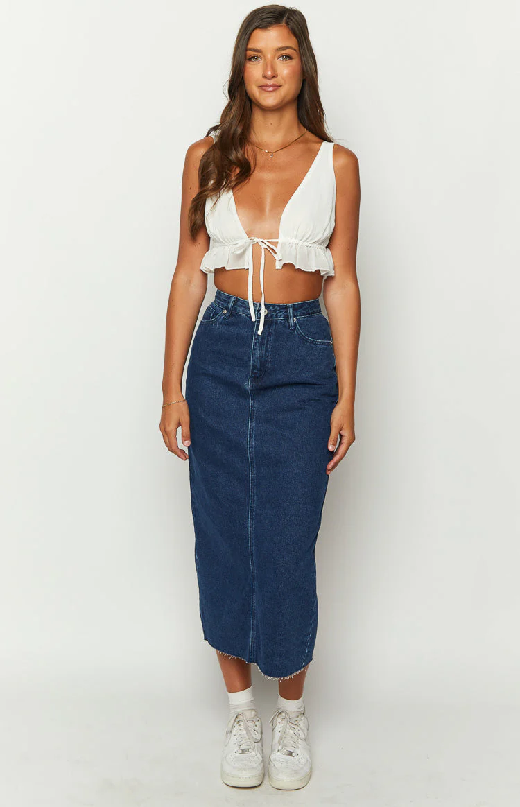 Isla Dark Denim Midi Skirt