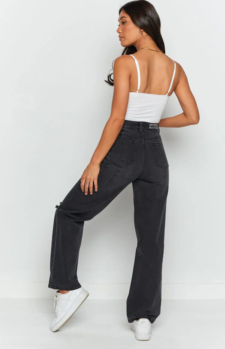 Robin Wide Leg Jeans Black Wash