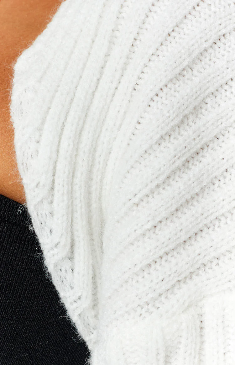 Elsa White Rib Knit Bolero