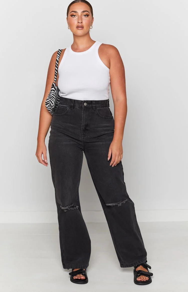 Robin Wide Leg Jeans Black Wash