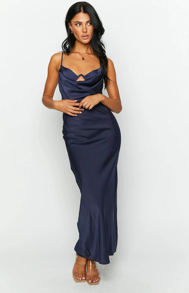 Autumn Navy Formal Maxi Dress