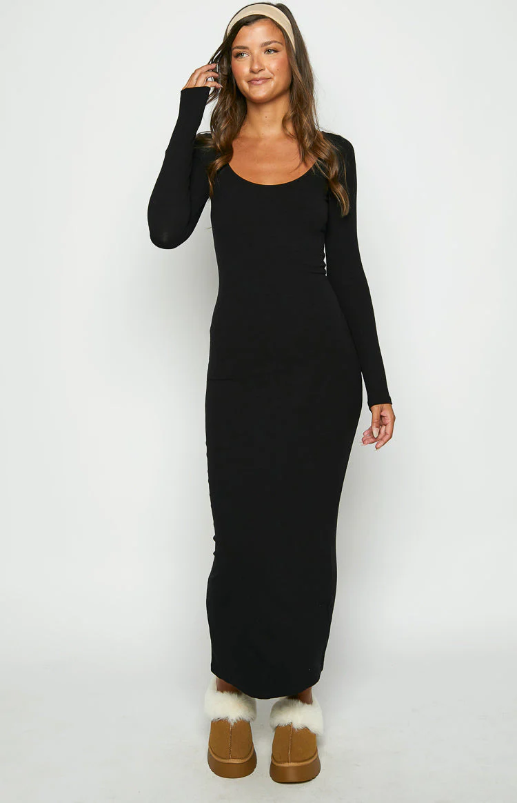 Lily Black Long Sleeve Maxi Dress
