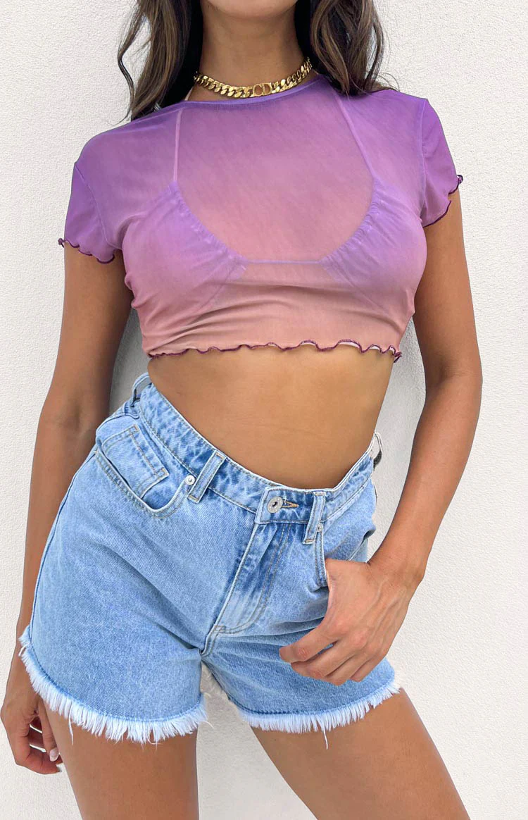 Sunset Purple Mesh Top