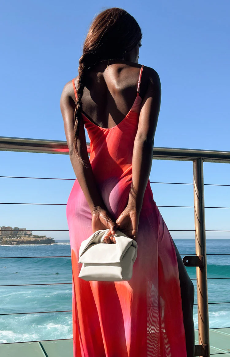 Corey Pink Print Tie Front Maxi Dress