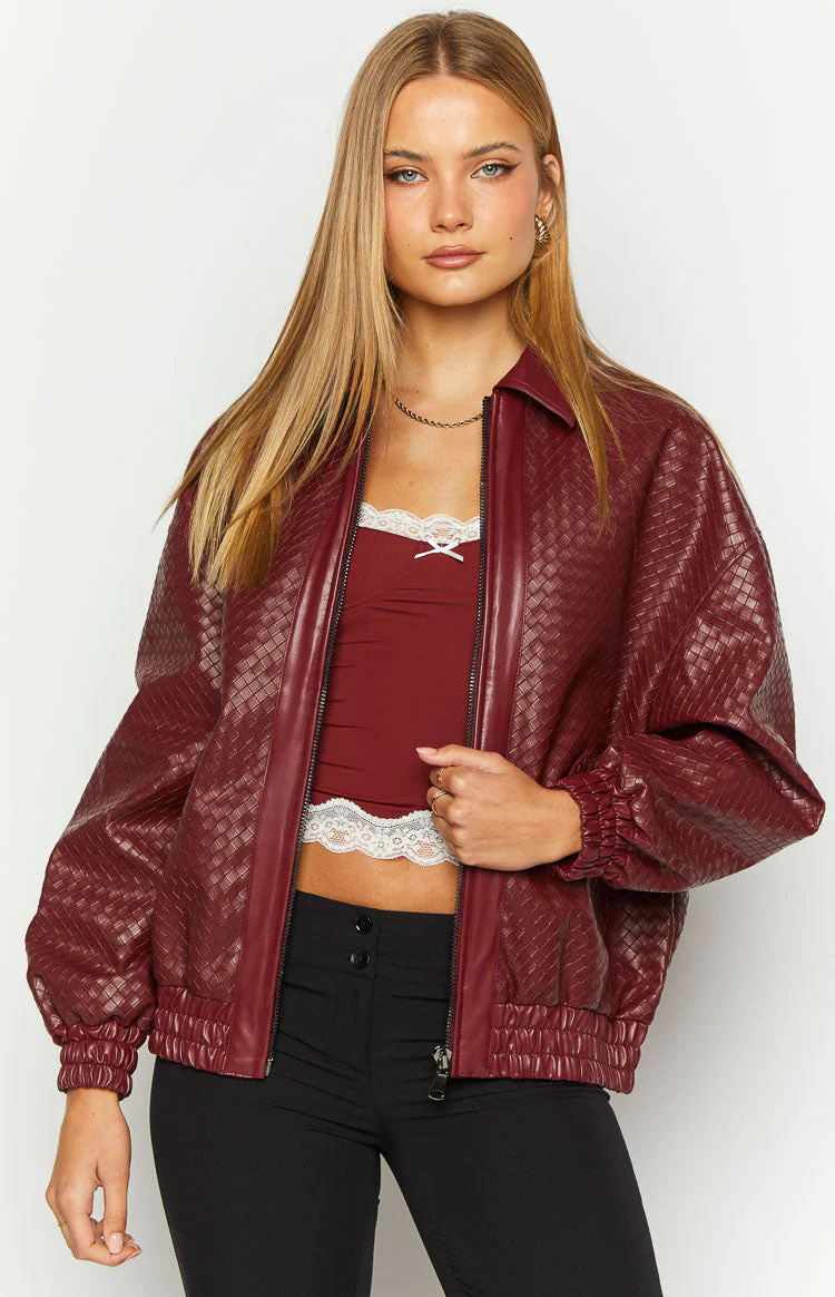 Lioness Kenny Burgundy Bomber Jacket