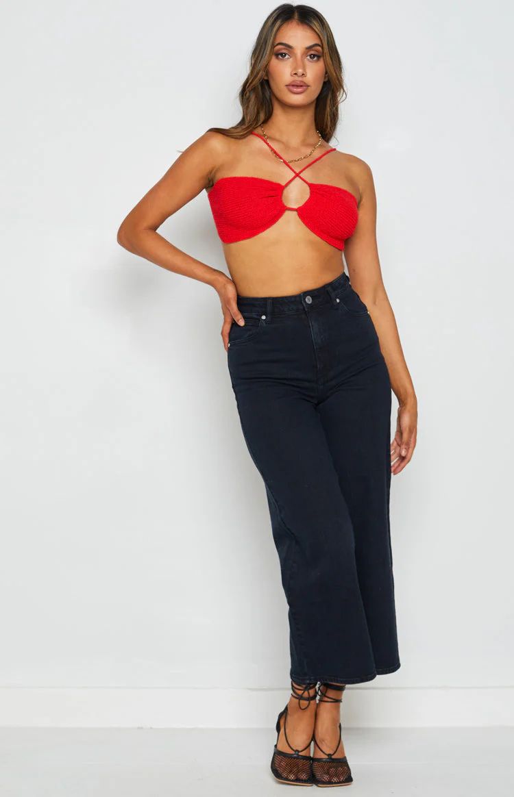 Seoul Red Halter Crop Top