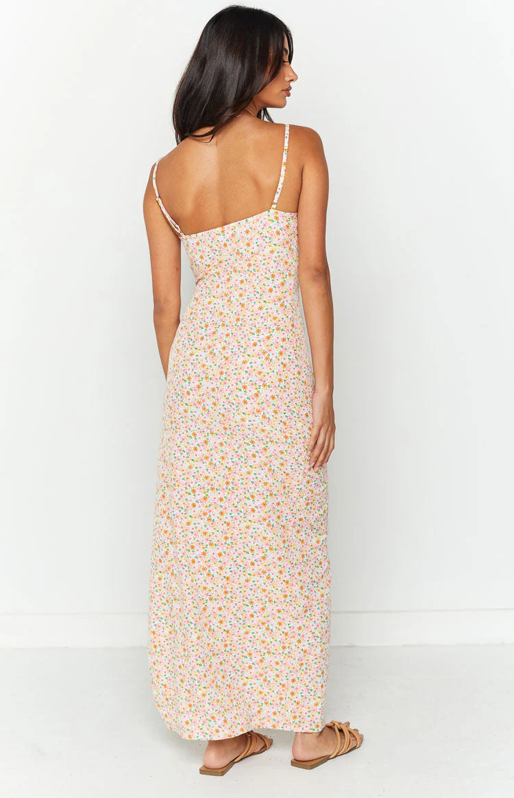 Chrissy Pink Floral Maxi Slip Dress