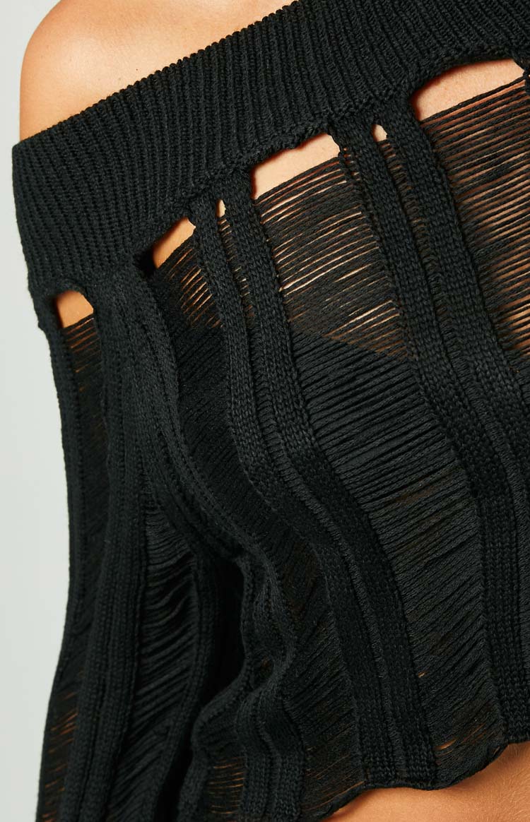 Lennox Black Ladder Knit Top