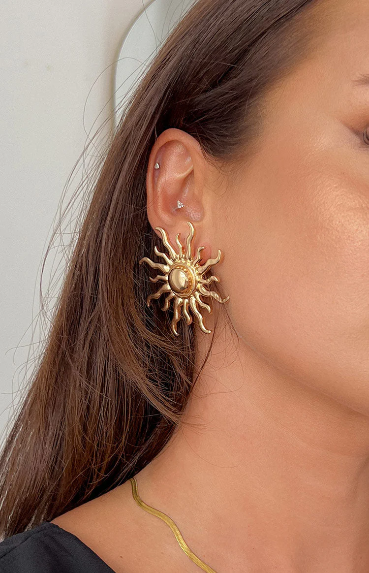 Sunburst Gold Sun Earrings