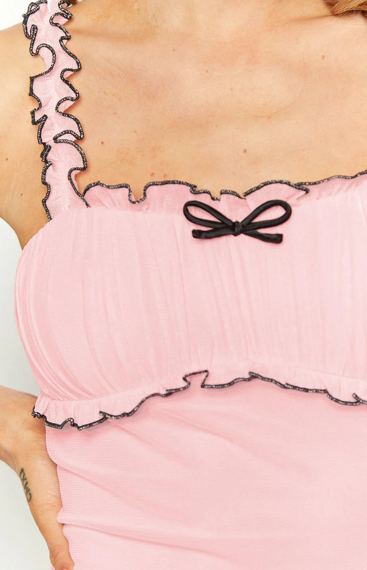Senna Pink Ruffle Mini Dress