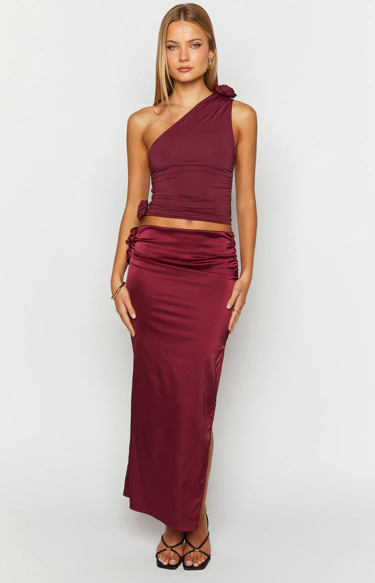 Lioness Soul Mate Burgundy Maxi Skirt