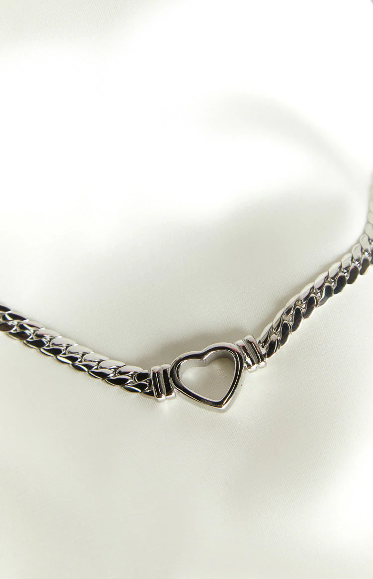 Everly Silver Plated Stainless Steel Heart Necklace