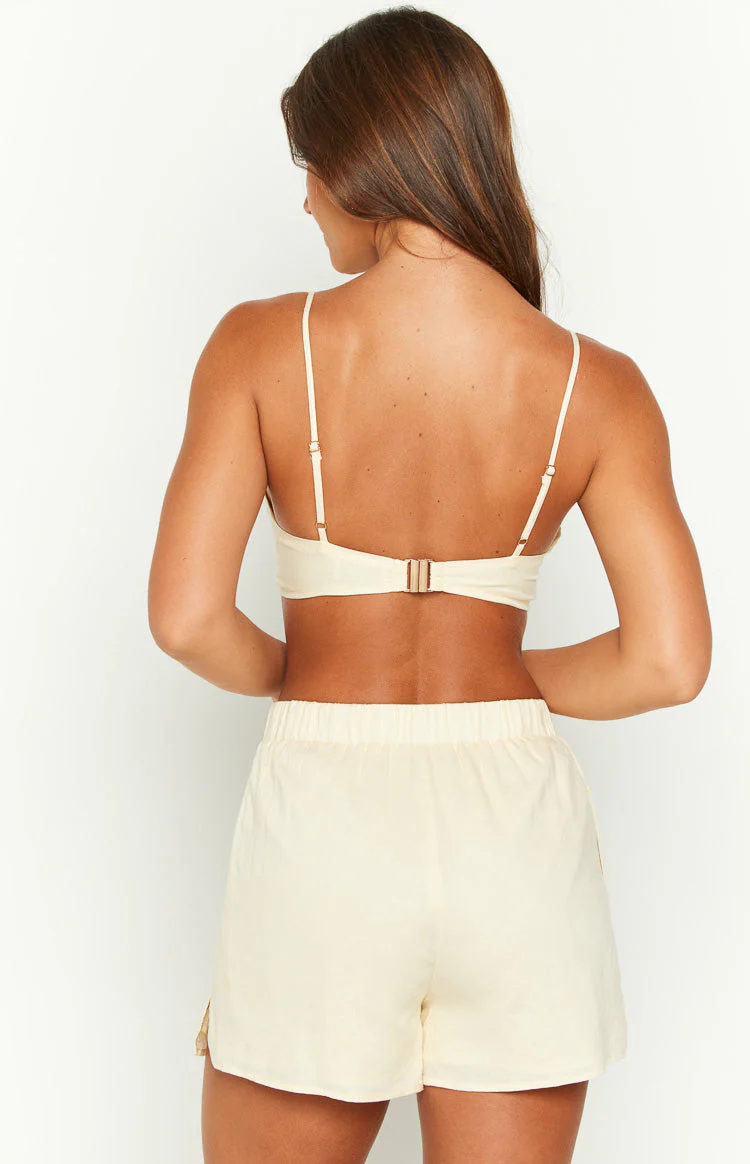 Rowi Cream Linen Blend Bralette Top